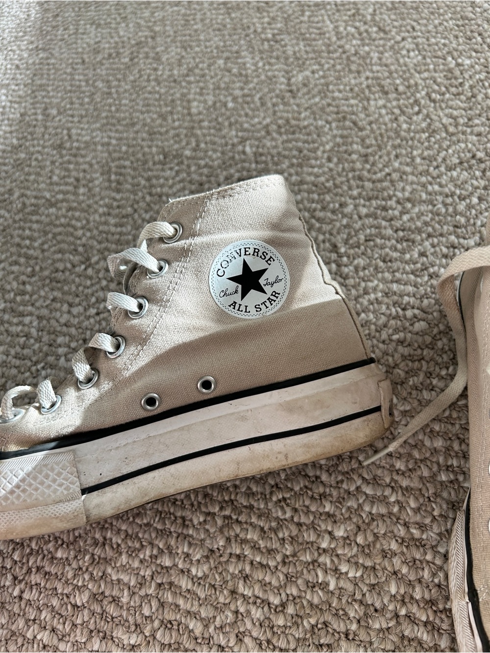 Converse Chuck Taylor All Star Platform High Top Sneakers - Cream/Tan, Size 6